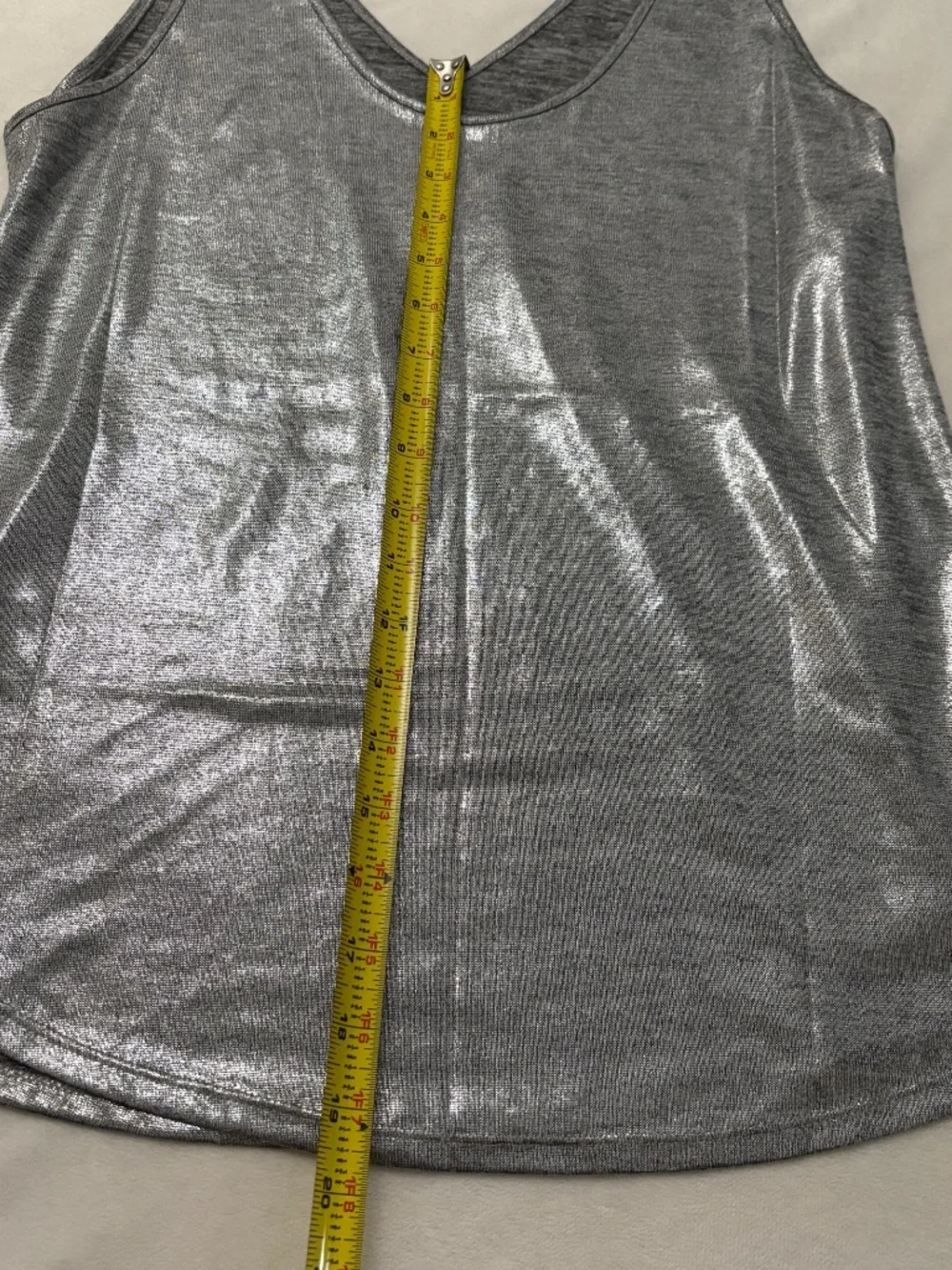 Metallic Silver V-Neck Tank Top - Picture 2 of 3